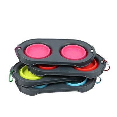 折りたたむ 旅行 ペット ボウル シリコン ダブル 猫 ドッグ ボウル 移動中のペットオーナーのために