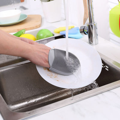 ダブルサイド シリコン スポンジ 食器洗浄ブラシ 汚れに耐えるキッチンクリーニング