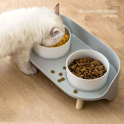 NO 時間設定 猫や犬のための高層セラミックペットボウル オーダーメイドポルセラン飼料