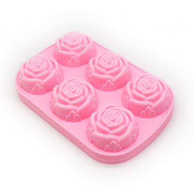 ローズフラワー形 シリコンケーキ装飾のためのチョコレート模具 ローズレッド3Dで焼く