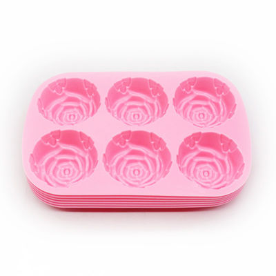 ローズフラワー形 シリコンケーキ装飾のためのチョコレート模具 ローズレッド3Dで焼く