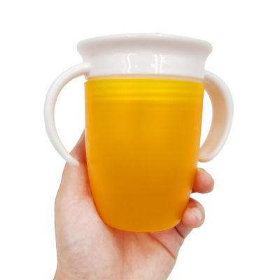 ダブルハンドル ピンク シリコン 360度回転式 幼児用 赤ちゃん学習飲み杯